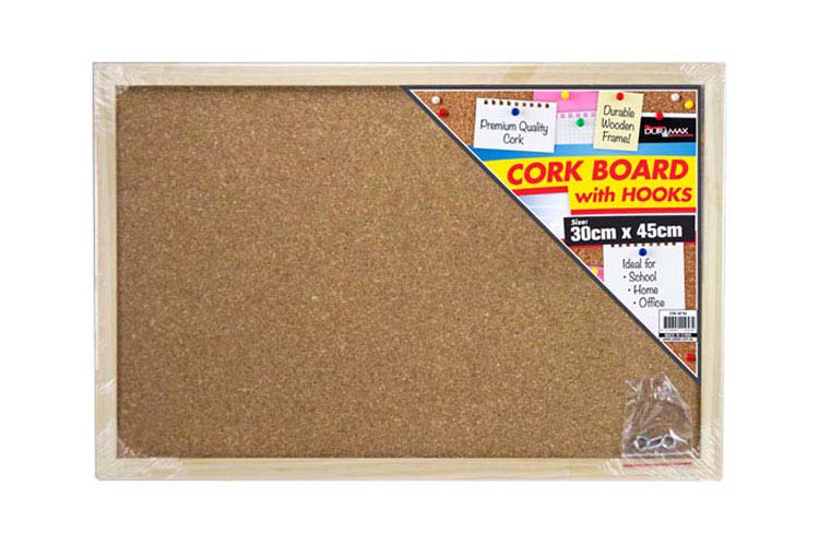 Cork Board ( Wood Frame ) w/hooks 30x45cm